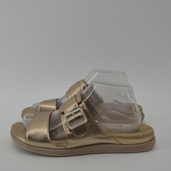 Cloudsteppers Clarks Size 9 June Tide Gold Metallic Slides - Picture 14 of 14